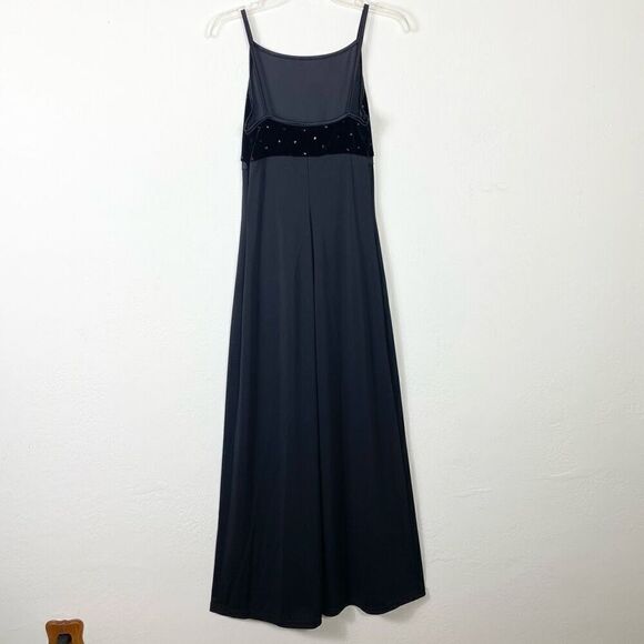 Vintage 90’s Byer Too! Black Velvet Sparkly Maxi Formal Party Dress Size S - Picture 3 of 7